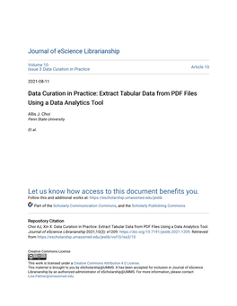 Data Curation in Practice: Extract Tabular Data from PDF Files Using a Data Analytics Tool