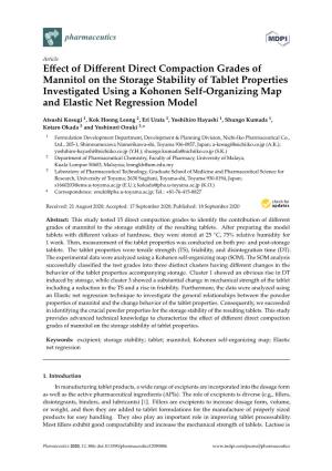 Effect of Different Direct Compaction Grades of Mannitol on the Storage