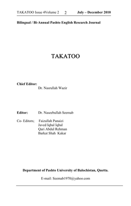 TAKATOO Issue 4Volume 2 2 July – December 2010