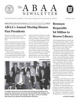ABAA's Annual Meeting Honors Past Presidents