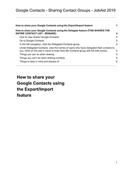 Google Contacts - Sharing Contact Groups - Jobaid 2019
