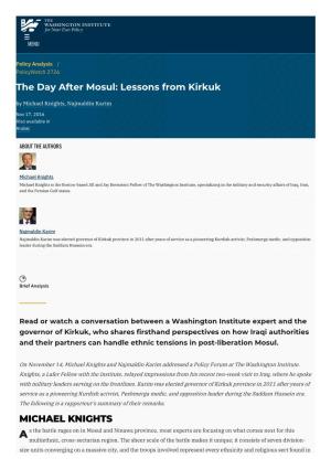 The Day After Mosul: Lessons from Kirkuk | the Washington Institute
