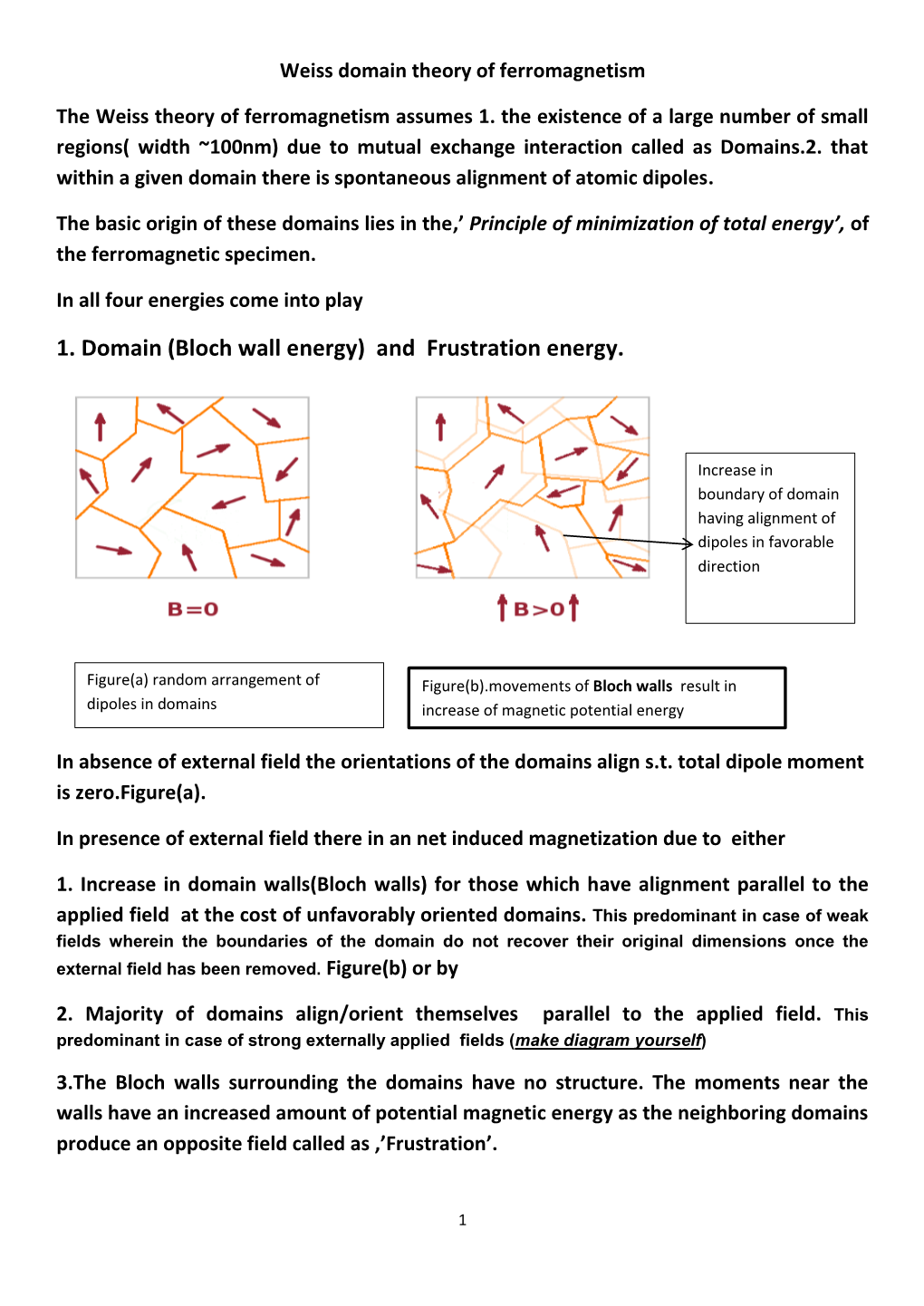 1. Domain (Bloch Wall Energy) and Frustration Energy