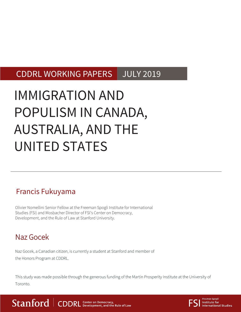 Immigration and Populism in Canada, Australia, and the United States