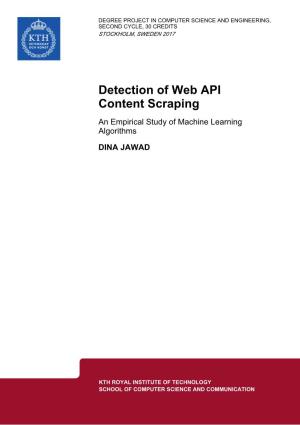 Detection of Web API Content Scraping an Empirical Study of Machine Learning Algorithms