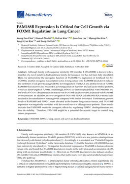FAM188B Expression Is Critical for Cell Growth Via FOXM1 Regulation in Lung Cancer