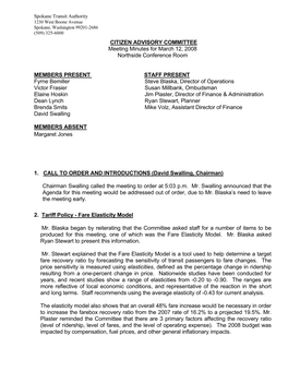 Minutes for March 12, 2008 Northside Conference Room