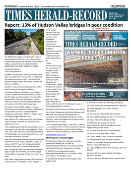 Report: 13% of Hudson Valley Bridges in Poor Condition