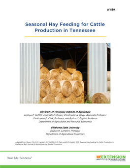 Seasonal Hay Feeding for Cattle Production in Tennessee