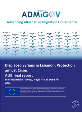 Displaced Syrians in Lebanon: Protection Amidst Crises AUB Final Report Maria Gabriella Trovato, Nayla Al-Akl, Dana Ali 2021