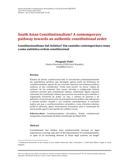South Asian Constitutionalism? a Contemporary Pathway Towards an Authentic Constitutional Order