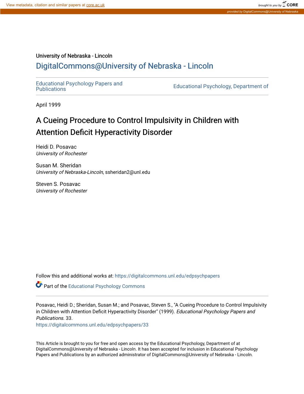 A Cueing Procedure to Control Impulsivity in Children with Attention Deficit Hyperactivity Disorder