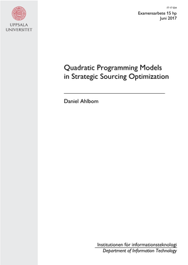 Quadratic Programming Models in Strategic Sourcing Optimization