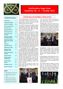 Staffordshire Rugby Union Newsletter No. 11 — October 2012