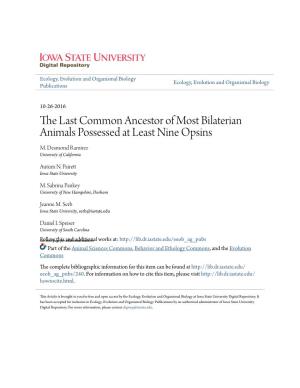 The Last Common Ancestor of Most Bilaterian Animals Possessed at Least Nine Opsins M