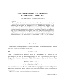 Finite-Dimensional Perturbations of Self-Adjoint Operators