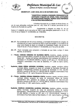 Prefeitura Muniapal De Luz Ça6inete Do (Prefeito E Secretaria Municipal