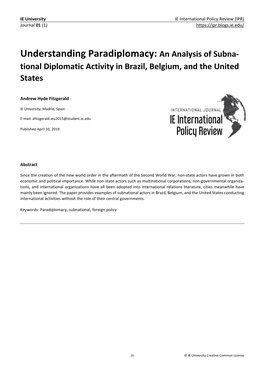 Understanding Paradiplomacy an Analysis of Subnational Diplomatic Activity in Brazil, Belgium, and the United States