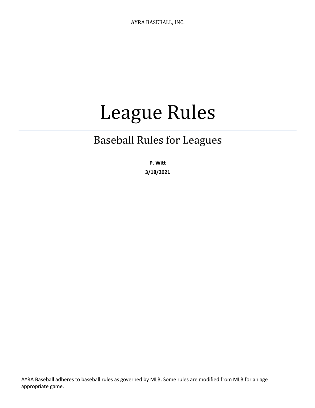 League Rules