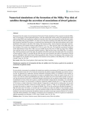 Numerical Simulations of the Formation of the Milky