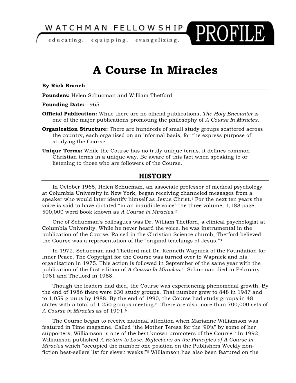 A Course in Miracles Profile