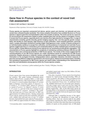 Gene Flow in Prunus Species in the Context of Novel Trait Risk Assessment
