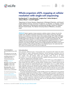 Whole-Organism Eqtl Mapping at Cellular Resolution with Single-Cell