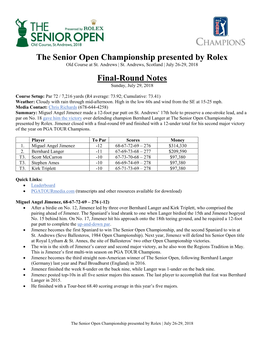 The Senior Open Championship Presented by Rolex Final-Round
