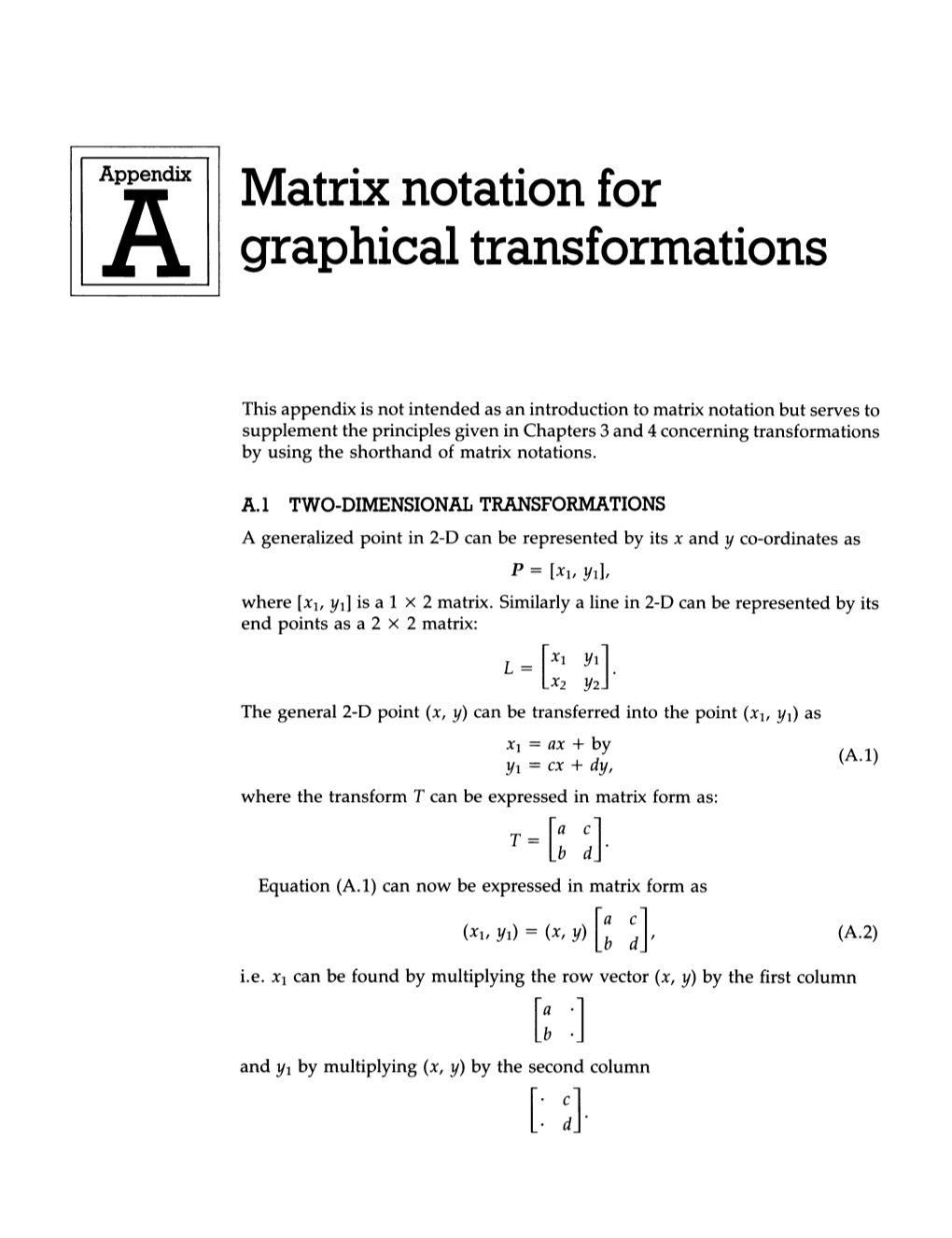 Matrix Notation for Graphical Transformations