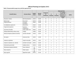 Planting List Update 2013 Table 1: Recommended Canopy Trees and Their Approved Uses