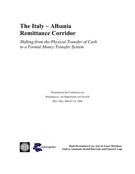 The Italy – Albania Remittance Corridor: Shifting from the Physical Transfer of Cash to a Formal Money