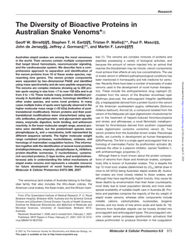 The Diversity of Bioactive Proteins in Australian Snake Venoms* S