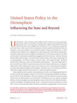 United States Policy in the Hemisphere Influencing the State and Beyond