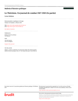 Le Thérésien. Un Journal De Combat 1967-1969 (3E Partie) Léon Debien