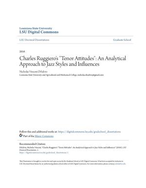 Charles Ruggiero's "Tenor Attitudes": an Analytical Approach to Jazz
