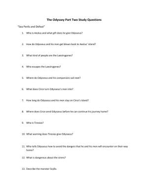 The Odyssey Part Two Study Questions