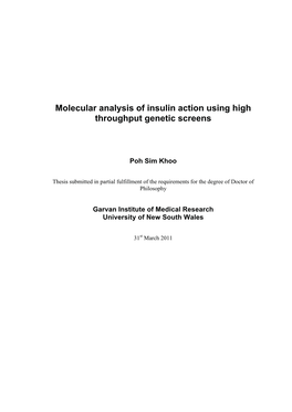 Molecular Analysis of Insulin Action Using High Throughput Genetic Screens