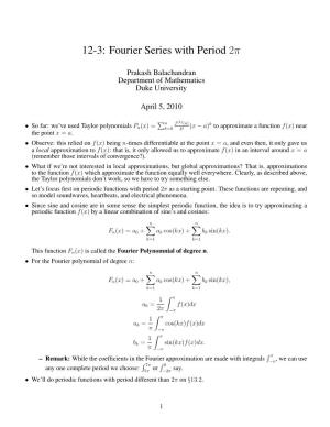 12-3: Fourier Series with Period 2Π