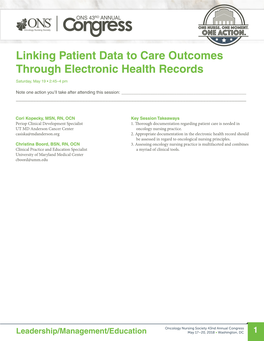 Linking Patient Data to Care Outcomes Through Electronic Health Records