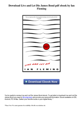 Download Live and Let Die James Bond Pdf Book by Ian Fleming