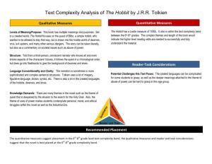 Text Complexity Analysis of the Hobbit by J.R.R. Tolkien