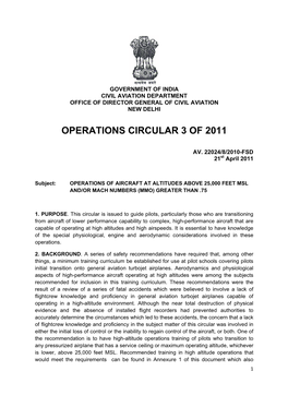 Operations Circular 3 of 2011
