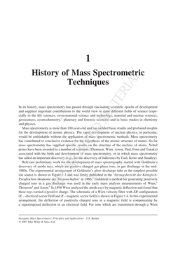 1 History of Mass Spectrometric Techniques
