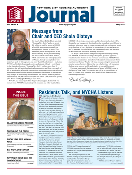 Residents Talk, and NYCHA Listens Message from Chair and CEO Shola Olatoye