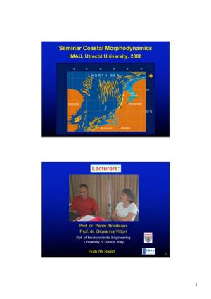 Seminar Coastal Morphodynamics Lecturers