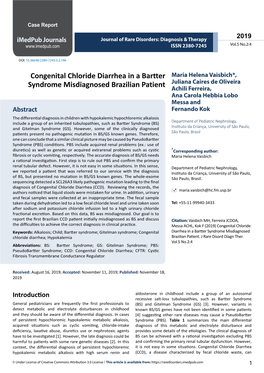 Congenital Chloride Diarrhea in a Bartter Syndrome Misdiagnosed