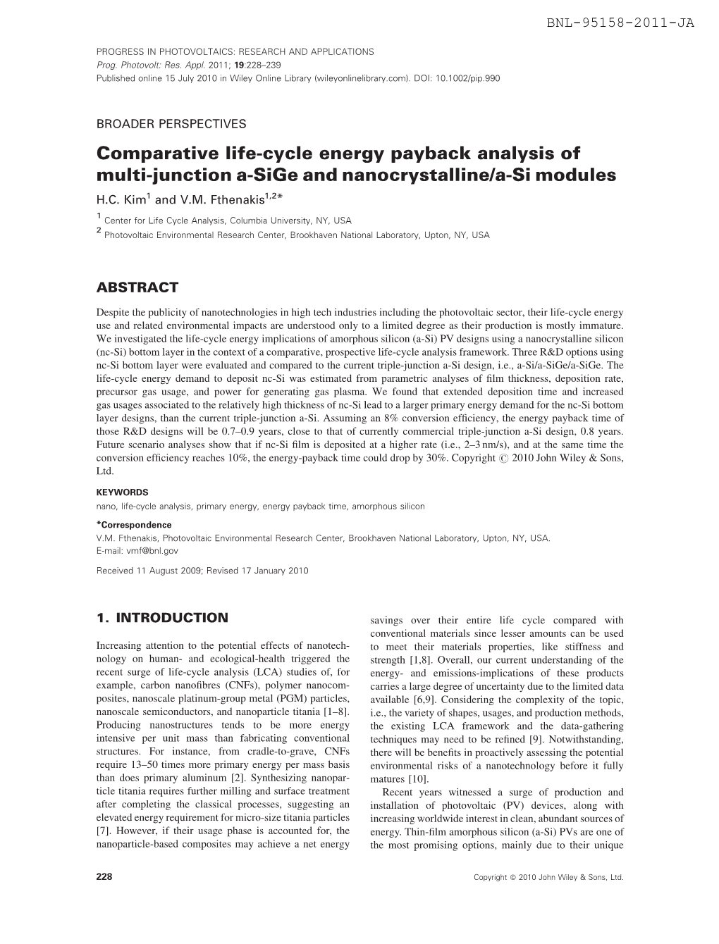 Comparative Lifecycle Energy Payback Analysis of Multijunction Asige And