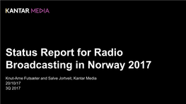 Status Report for Radio Broadcasting in Norway 2017