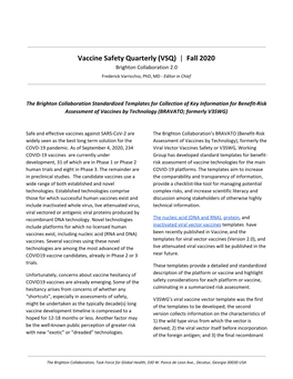 Vaccine Safety Quarterly (VSQ) ​| ​Fall 2020