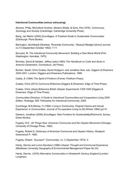 Intentional Communities (Minus Cohousing) Abrams, Philip, Mcculloch Andrew, Abrams Sheila, & Gore, Pat (1976). Communes